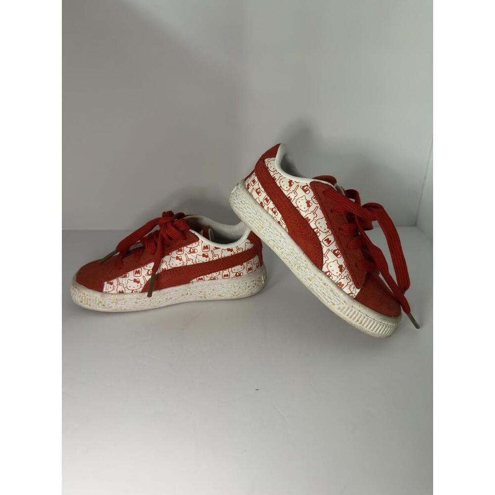 Kids PUMA Suede Classic x Hello Kitty Low  Red Shoes Size 9C